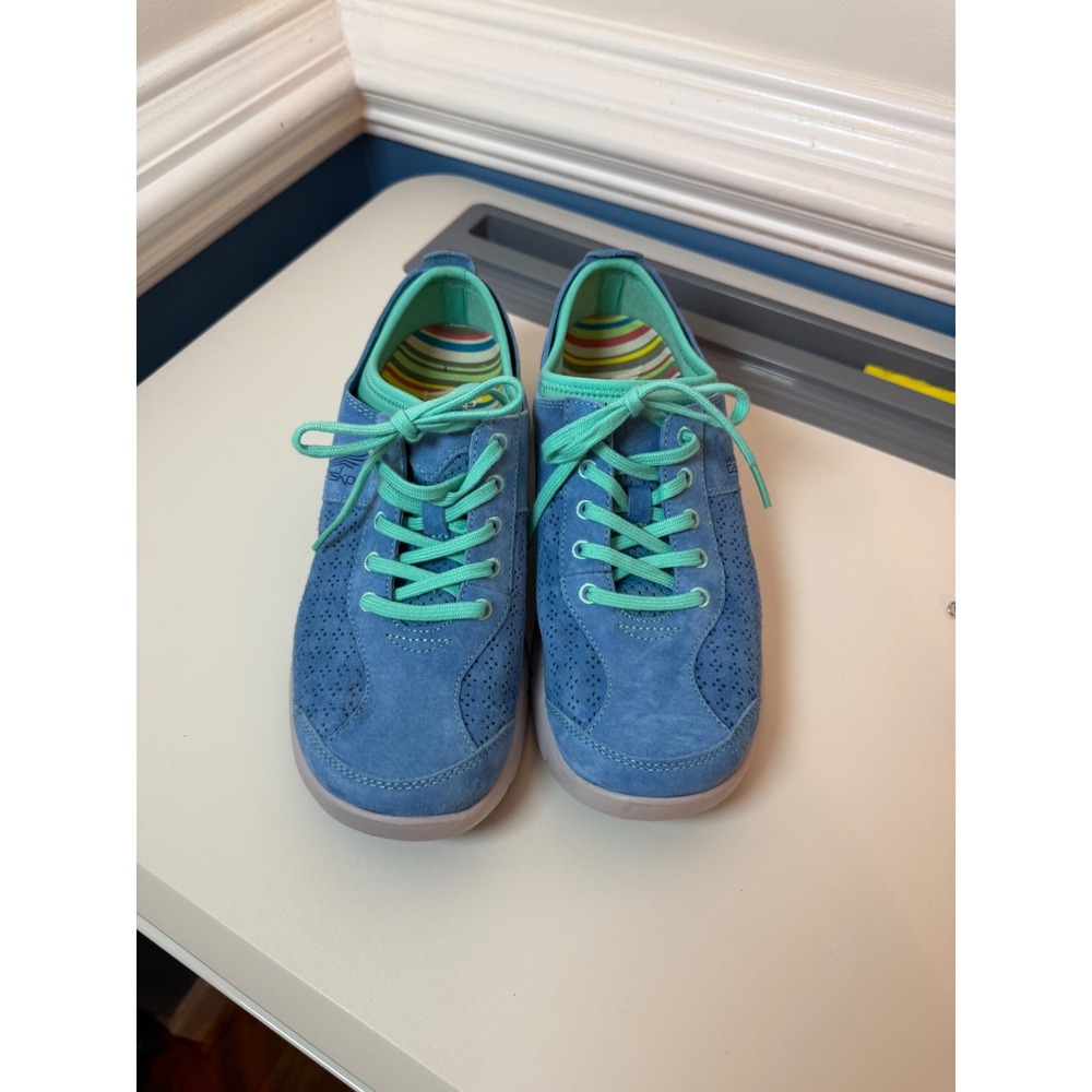 Dansko Elise Sneakers Women Size 39 Blue Leather Lace Up Comfort Walking Shoes